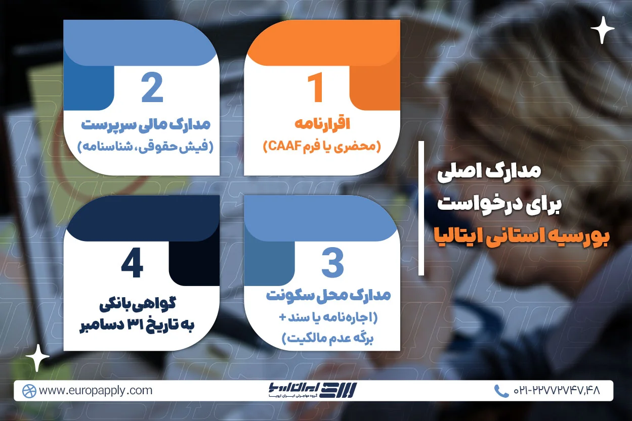 مدارک لازم برای بورسیه استانی ایتالیا